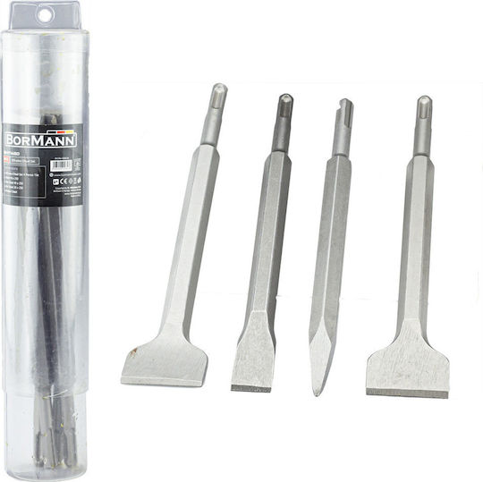 Bormann Pro BHT1450 Set Pointed Chisel & Chisel Bits & Handful 250x40mm with SDS Plus Socket 4pcs 028536