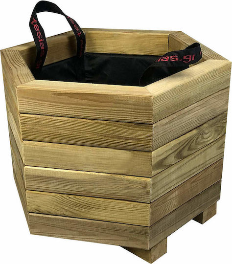 Tesias Hexagonal Planter Pot Wooden 42x32cm.