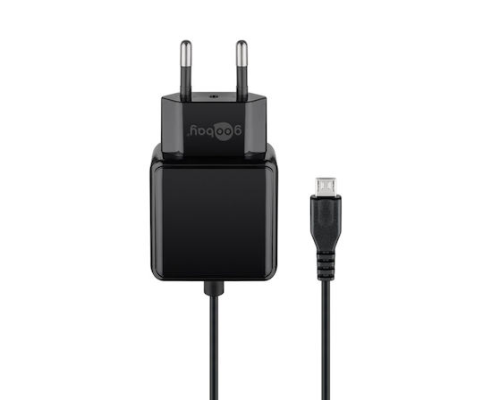 Goobay Φορτιστής με Ενσωματωμένο Καλώδιο micro USB Μαύρος (49603)