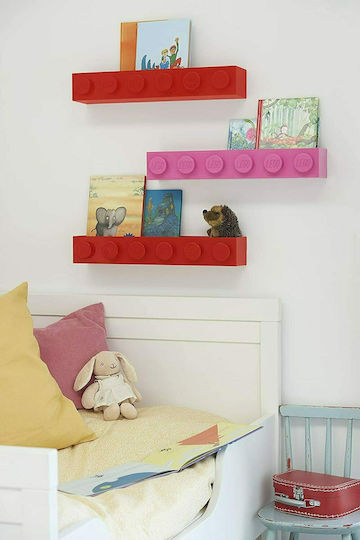Детски Рафт Bookcase Стенен Червен 47.8x11.5x7.8см