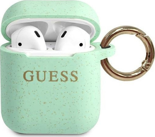 Guess Logo Silicone Case with Keychain Green for Apple AirPods