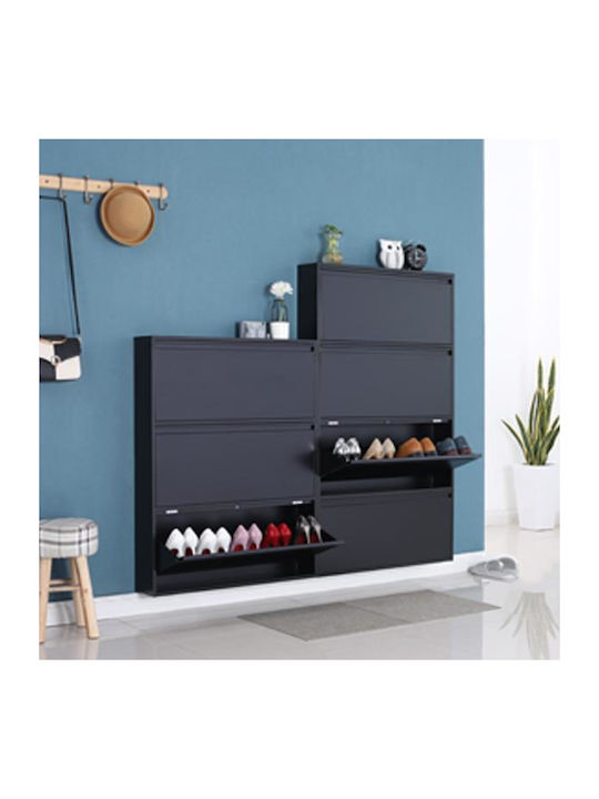 Metall Schuhschrank mit 4 Regalen Black L65.5xW...