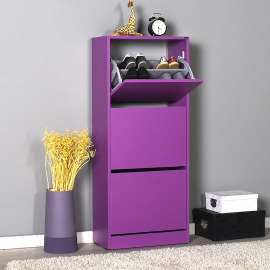 Adore Holz Schuhorganisatoren Mit 3 Regalen Lila 51x26x119cm SHC-330-UU