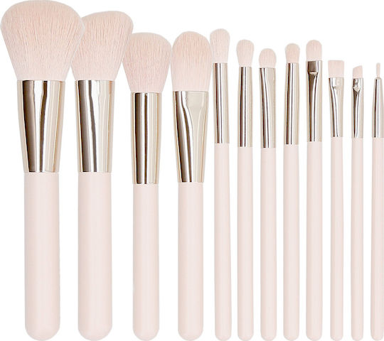 Tools for Beauty Σετ με Πινέλα Μακιγιάζ από Συνθετική Τρίχα Light Pink 12τμχ