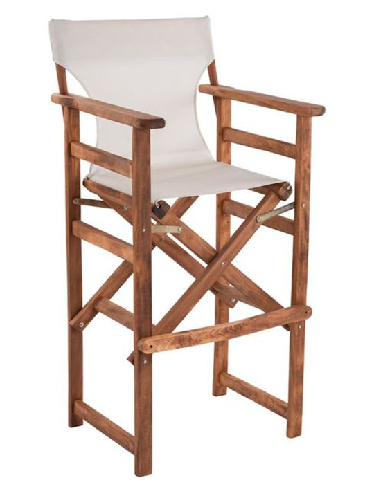 Wooden Stool for Bar Outdoor Εκρού 1pcs 58x58x118cm