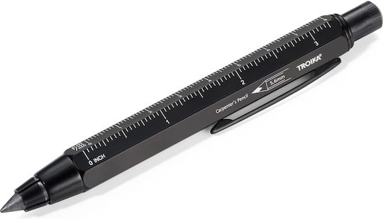 Troika Construction Mechanical Pencil for Drawing made of Brass with Sharpener 1pcs Black
