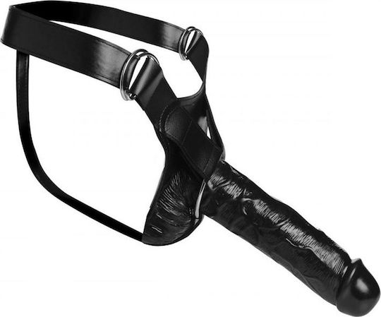 XR Infiltrator Hollow Strap On Harness with Dildo 25cm in Black Color