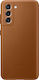Samsung Кожена Задна Корица Кафява (Galaxy S21 5G)