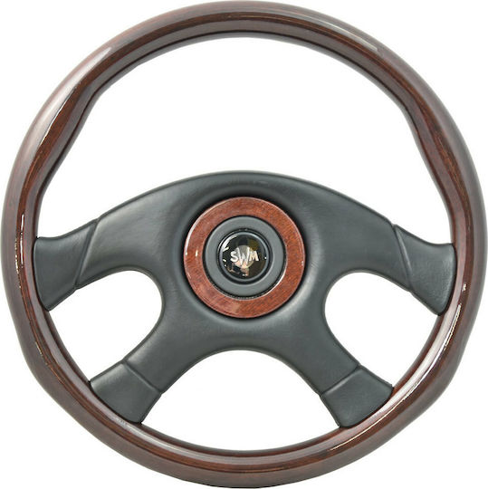 SWM 400 Wooden Car Steering Wheel with 36cm Diameter Black/Brown