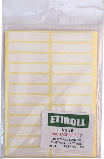 Etiroll 960бр Малки самозалепващи етикети Etiroll в Бял цвят 49x10мм
