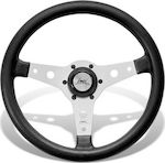 Luisi Falcon Rubber Three Spoke Car Steering Wheel with 34cm Diameter Silver/Black /LU