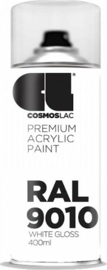 Cosmos Lac Σπρέι Βαφής Premium Acrylic με Ματ Εφέ Pure White RAL 9010 400ml
