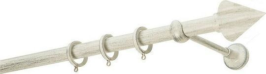 Zogometal Metallisch Vorhangstange Rustique Collection Einfach Φ25mm 160cm Cream Patina Silver