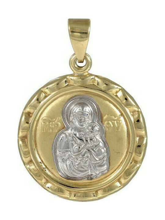 Pendant Kids Talisman Double Sided with Virgin Mary from Gold 9K PD11013