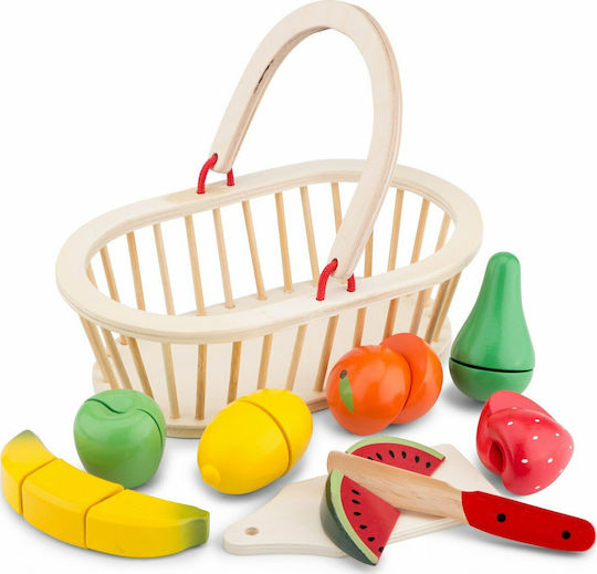 New Classic Toys Σετ 7 Φρούτων με Καλάθι από Ξύλο για 2+ Ετών 7τμχ