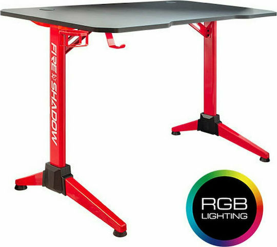Γραφείο Gaming Fire Shadow με LED & USB θύρες 128.5x60x75εκ. Κόκκινο