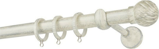 Zogometal Metallisch Vorhangstange Rustique Collection Einfach Φ25mm 160cm Cream Patina Silver