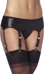 Rimba Wetlook with Stockings and Panties Garter Belt Black