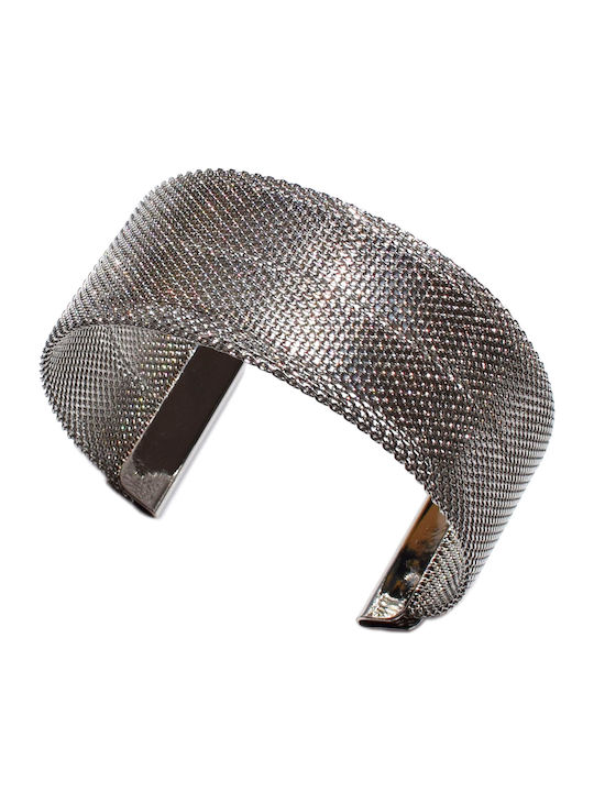 Βραχιόλι φο μπιζού ορείχαλκος mesh bangle σε ασημί χρώμα BZ-BR-00372