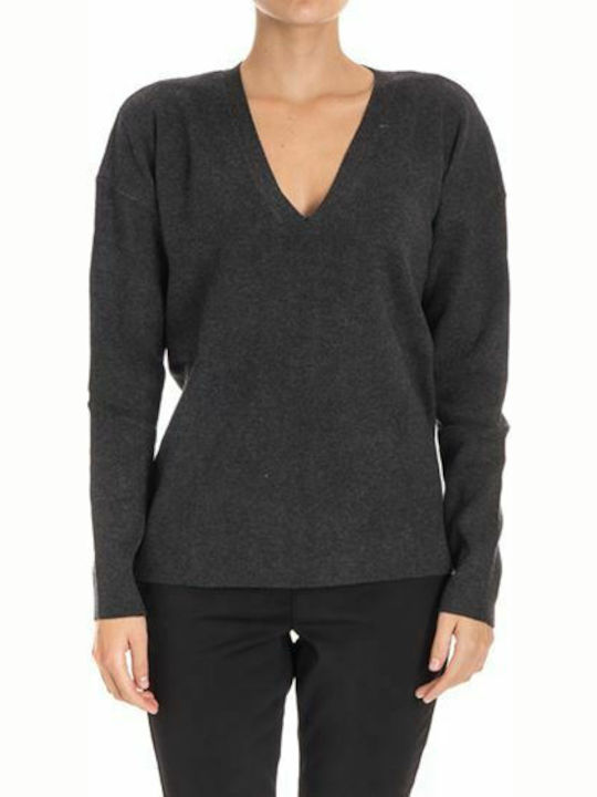Michael Kors Women's Long Sleeve Sweater with V Neckline Gray