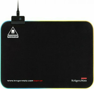 Kruger & Matz Warrior Covor de șoarece Mediu 350mm cu iluminare RGB Negru