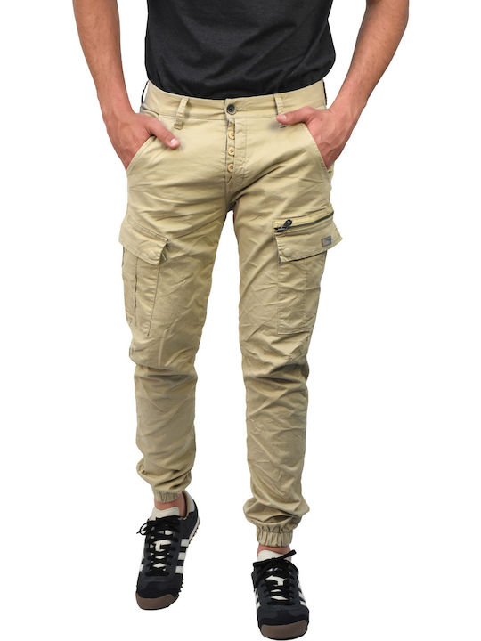 Cover Jeans T0190 Ανδρικό Παντελόνι Cargo Ελαστικό σε Slim Εφαρμογή Μπεζ
