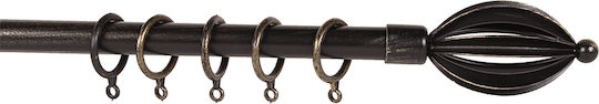 Keskor Extendable Metallic Curtain Pole 074/120 Single Diameter 19mm 120-210cm Black - Gold