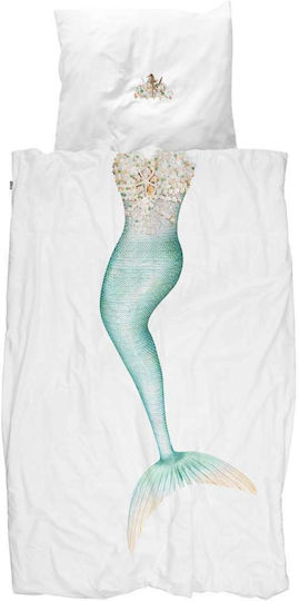 Snurk Mermaid Set Kids Duvet Cover Single with Pillowcase White 140x200cm