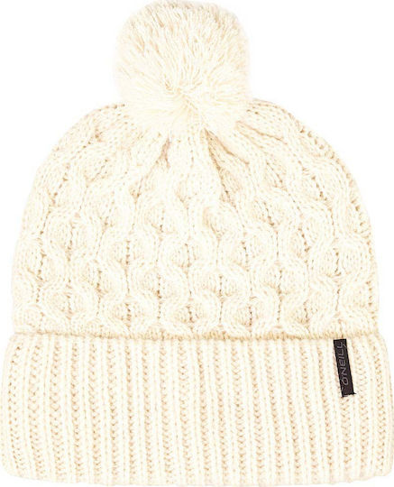 Pom Pom Beanie Fleece Pentru Femei Căciulă cu Tricotat Coastă în Culoare Albă