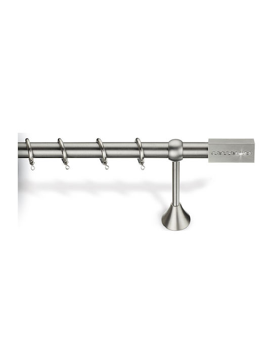 Viobrass Metallisch Vorhangstange Einfach Φ25mm 160cm Nickel Matte