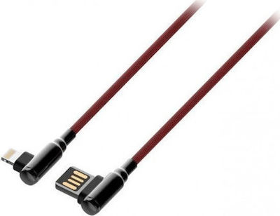 Ldnio Angle (90°) USB to Lightning Cable Κόκκινο 1m (LD-LC421LR)