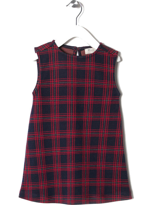 Kleid Plaid Blau/Rot Zippy Kleid