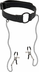 Fetish Submissive Ring Gag Nipple Clamps BDSM Kit in Black Color