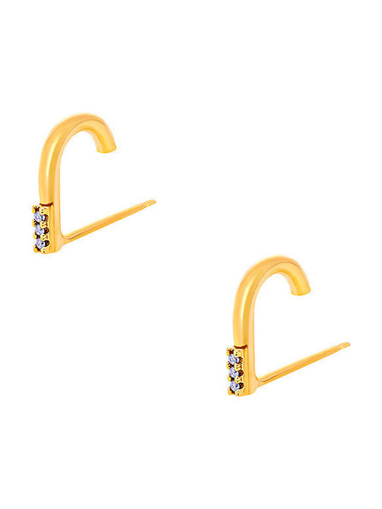 Silver suspenders earrings "Stone Hooks" gold plated