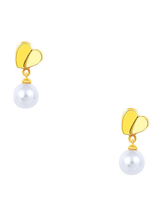 Silver earrings "Pearl & Heart" gold plated