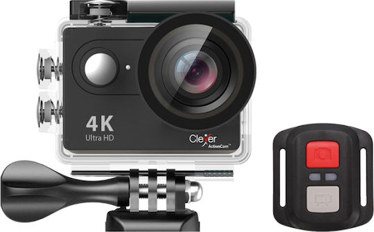Clever V3 Action Camera 4K Ultra HD Underwater (with Case) and Wi-Fi Black