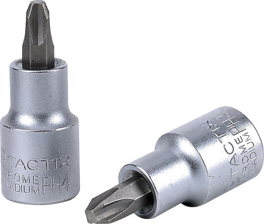 Tactix Socket Tip CR-V 1/2" Cross PH 2 Walnut with Philips Head and Socket 1/2'' PH2