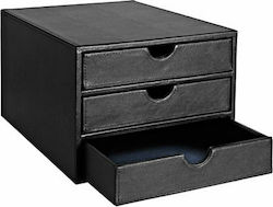 Osco Leather Desktop Drawer 3 Number of Spit 34x34x18cm Black 103941300