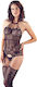 Mandy Mystery Fancy Cami Suspender Set with Thong Black