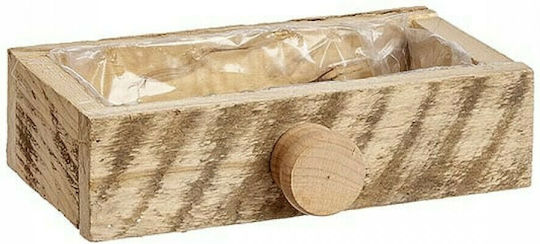 JK Home Decoration Planter Wooden Beige 24x14x14cm.