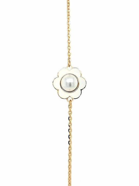 Rebecca 925 Flowers Pearl Gold Silver Women's Bracelet Chain with design Flower made of Silver Gold Plated with Pearls