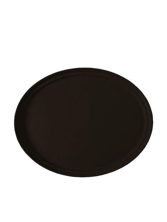 GTSA Στρογγυλός Δίσκος Σερβιρίσματος Αντιολισθητικός από Πλαστικό σε Μαύρο Χρώμα 35.5x35.5cm
