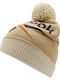 Pom Pom Beanie Ανδρικός Σκούφος με Rib Πλέξη σε Μπεζ χρώμα