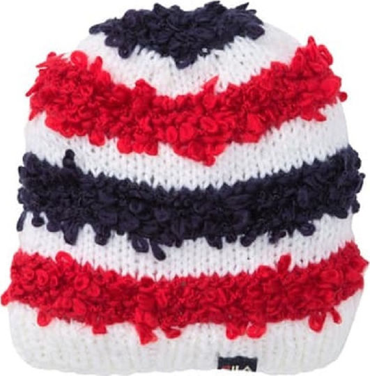 Icelandic Popcorn Knit Beanie Beanie Γυναικείος Σκούφος Πλεκτός Red/Navy Blue