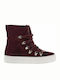 Cimone Alpine Suede Women's Ankle Boots with Fur Burgundy