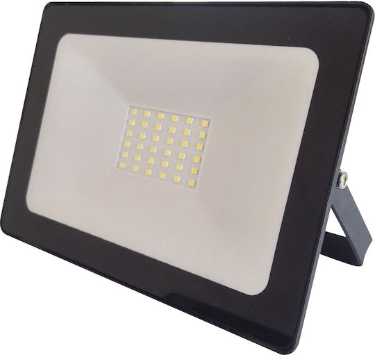 Evivak Στεγανός Προβολέας LED 30W Φυσικό Λευκό 4000K IP65