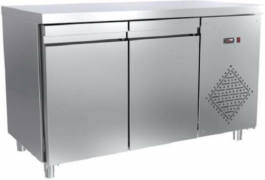 Dominox Английски превод: Stainless Steel Refrigerator Counter with 2 Doors and Cooling Machine 0/+8°C L138xW70xH86см