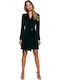 M562 Mini Abendkleid Samt Wickel Grün