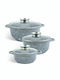 Edenberg Pots Set Made of Aluminum Gray with Stone Coating 6 Pieces