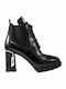 Favela Leather Women's Ankle Boots with High Heel Black